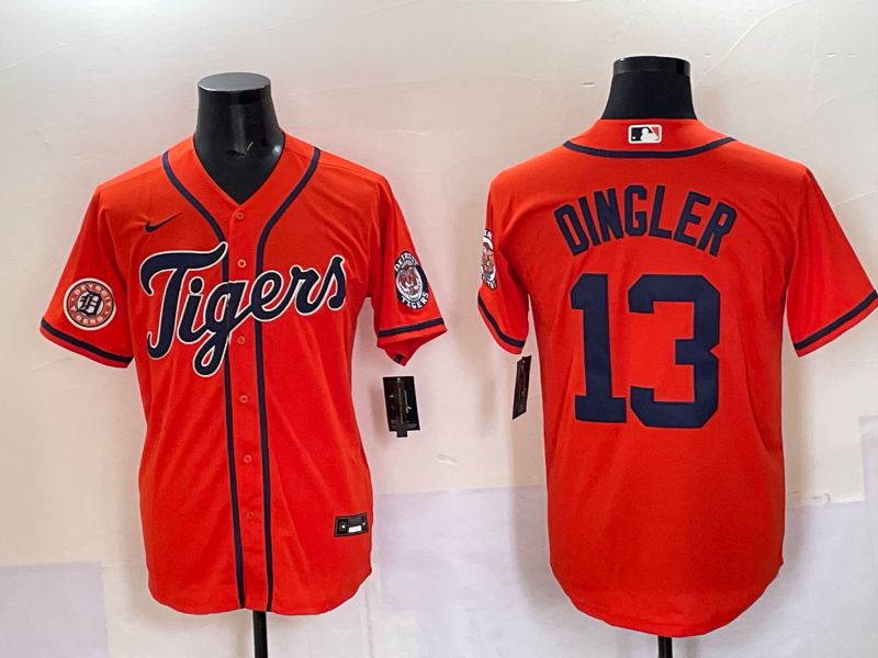 Men Detroit Tigers 13 Dingler Orange Game 2025 Nike MLB Jersey style 003